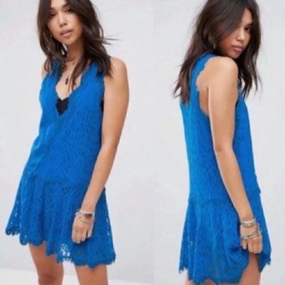 NWT Free People Blue Lace Dress XS